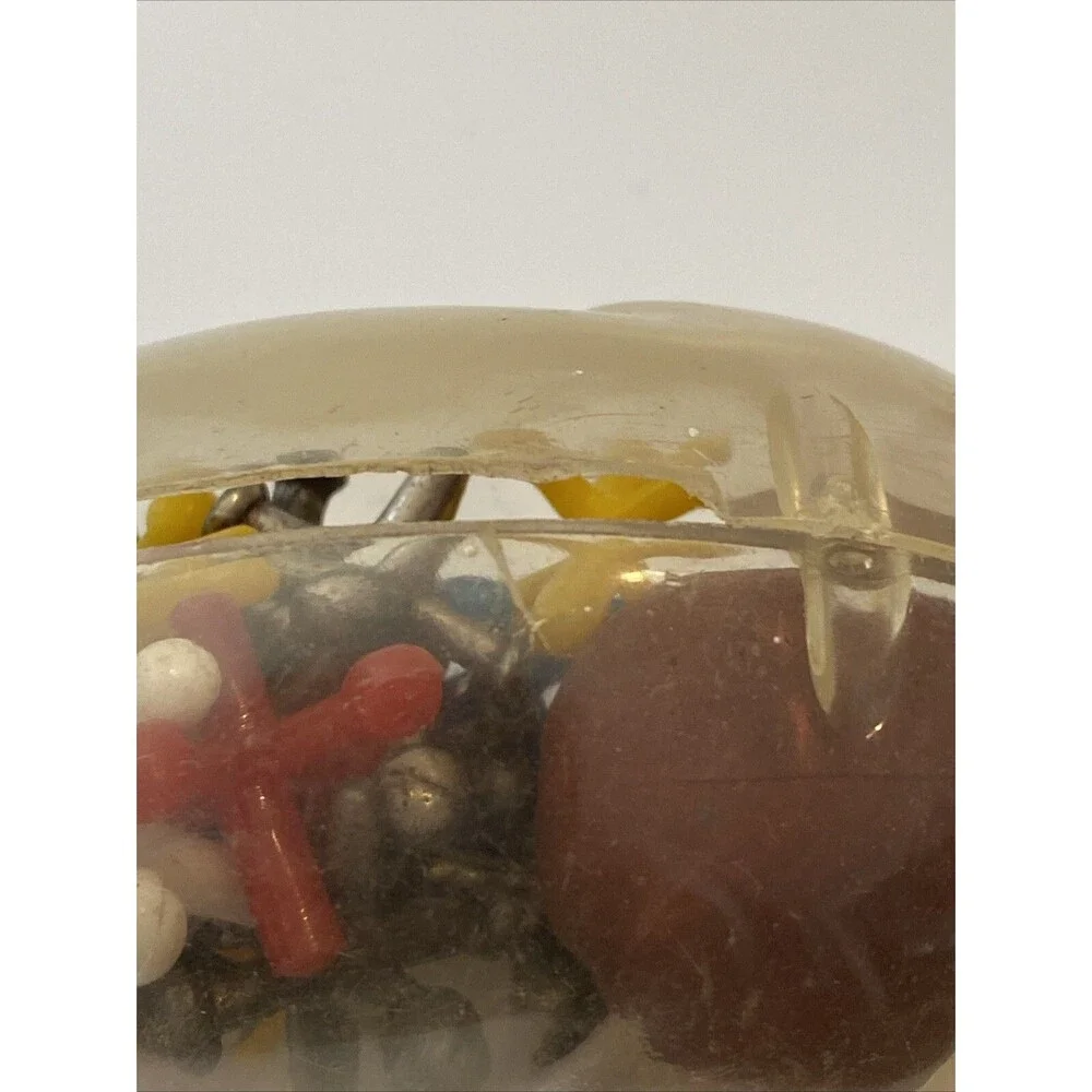 Vintage Plastic Piggy Bank Full Of Jacks Game 2 Bouncy Balls Pick Up Jacks Old